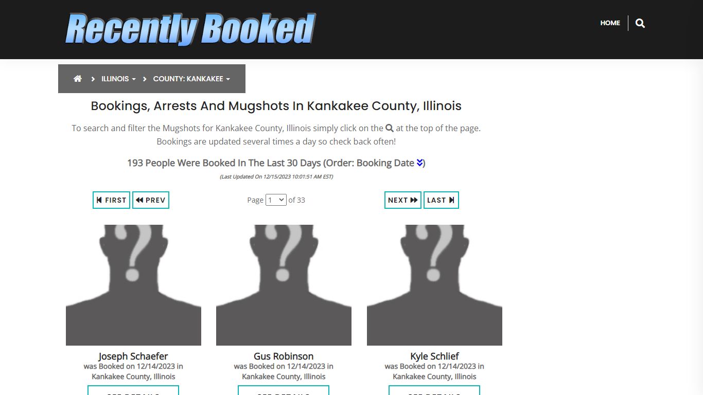 Bookings, Arrests and Mugshots in Kankakee County, Illinois